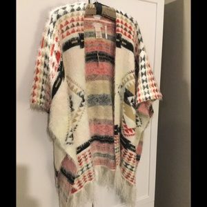 Free People Aztec fringed poncho